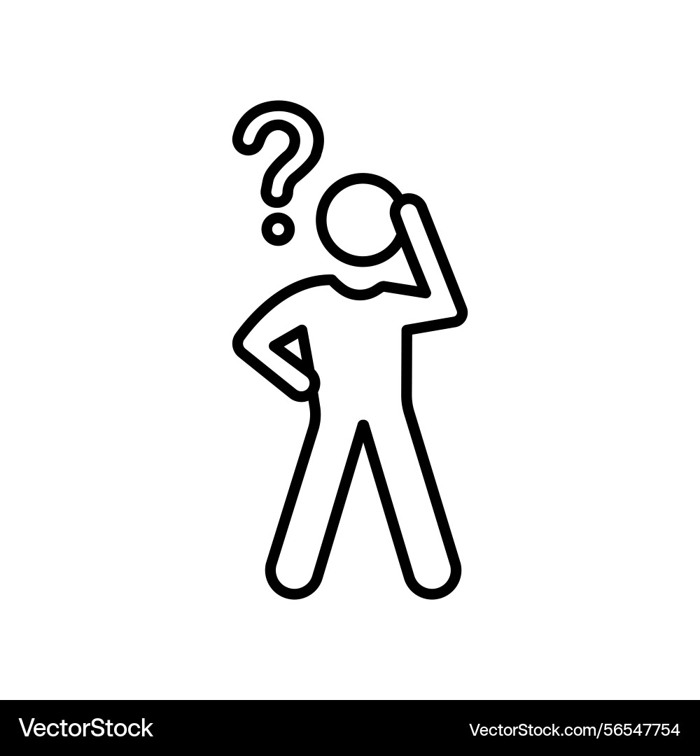 Man confused linear icon action line customizable vector image
