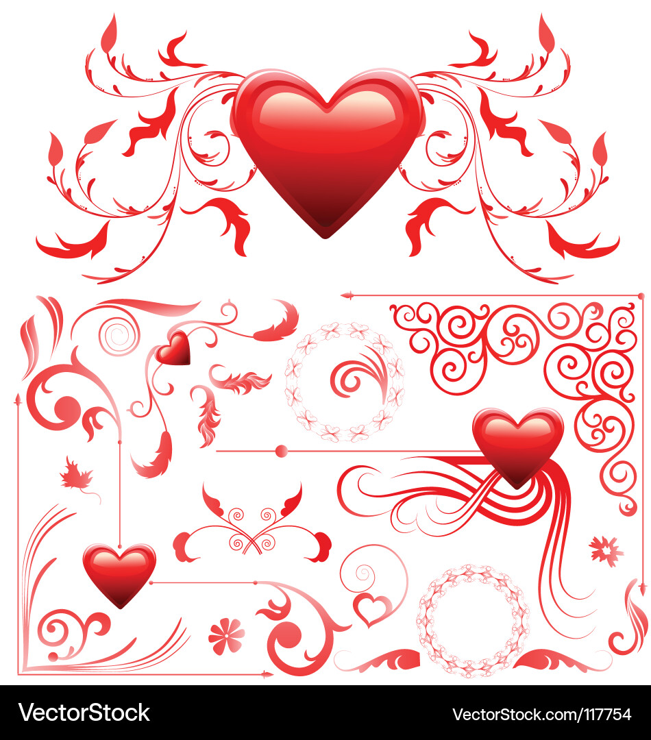 Romantic Valentine's Card Elements Vector Image
