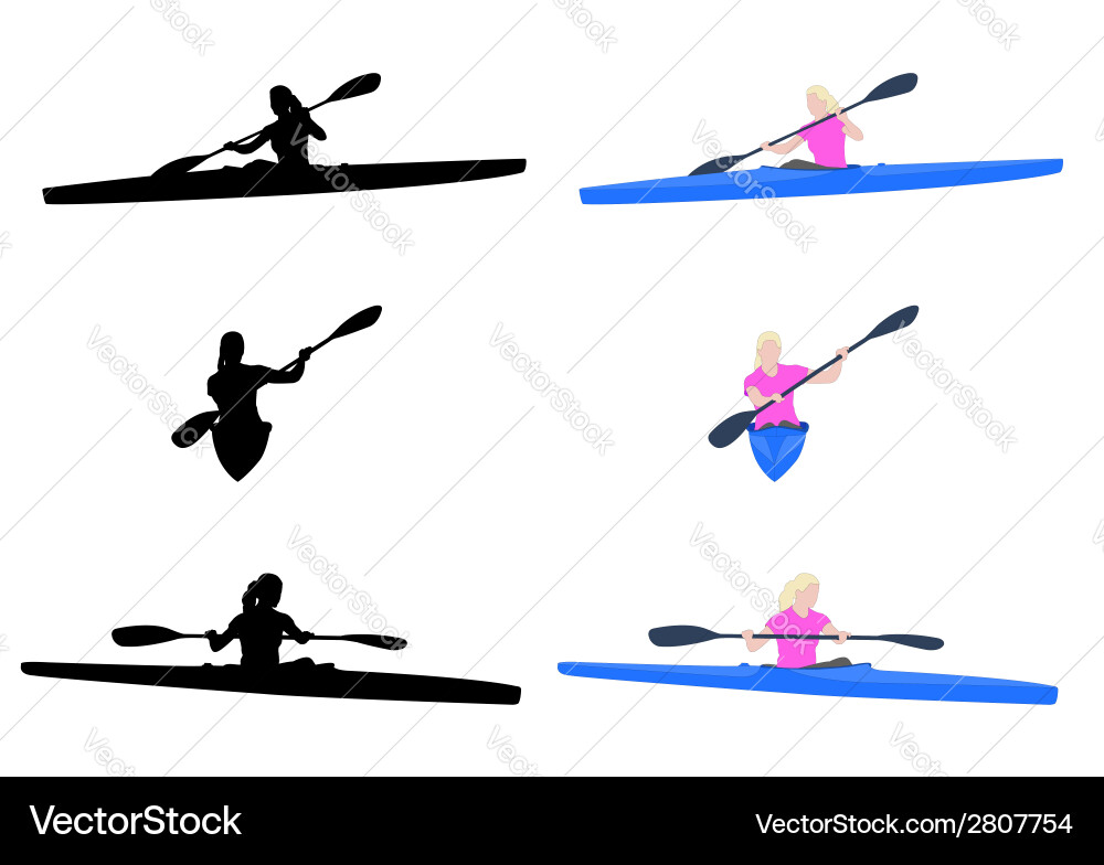 Rowing Silhouettes on Water vector image
