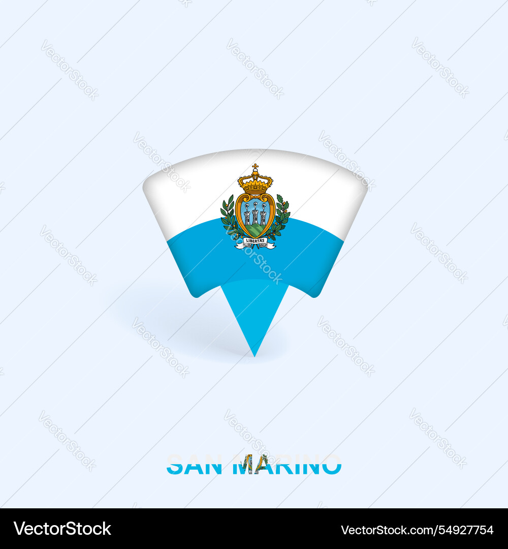 San marino flag map pointer design with shadow vector image