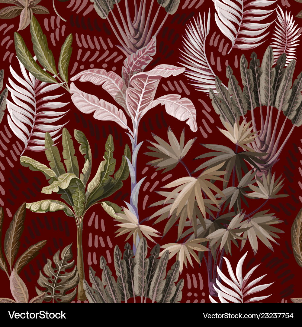 Seamless pattern with exotic trees such us palm vector image