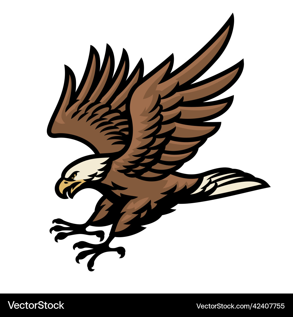 Aggressive attacking bald eagle logo Royalty Free Vector