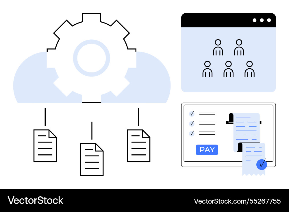 Cloudbasierte Workflow-Automatisierung für Dokument Cloudbasierte Workflow-Automatisierung für Dokument vektorbild