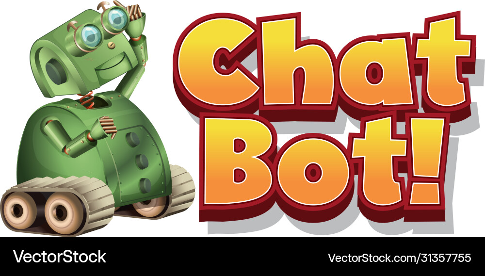 Font design for chat bot with green robot Font design for chat bot with green robot vector image