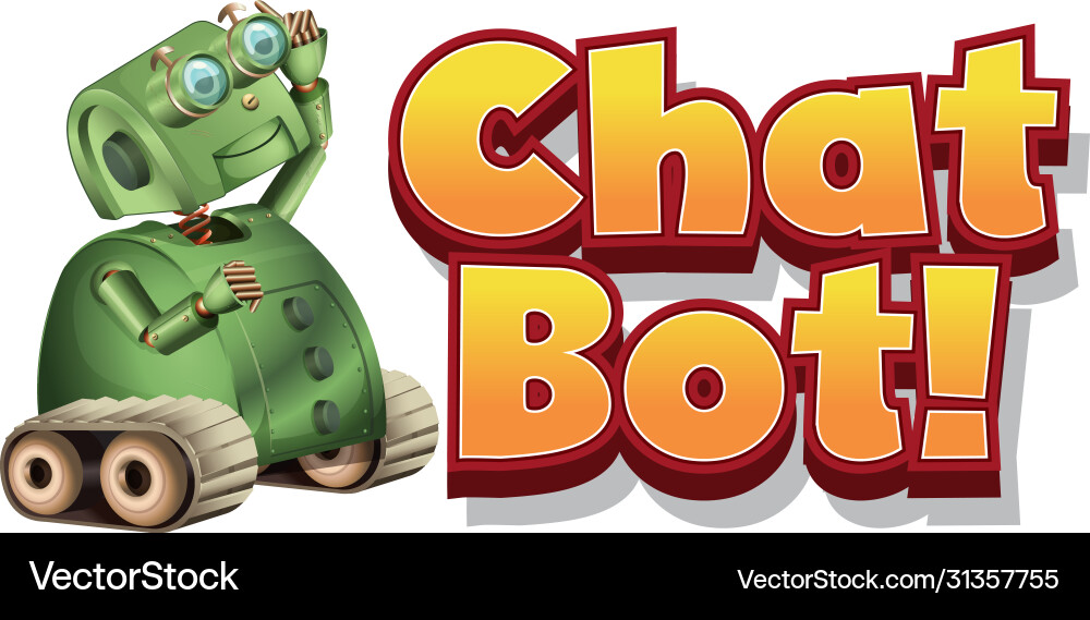 Font design for chat bot with green robot vector image