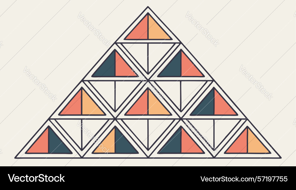Pyramid structure with interlocking triangle vector image