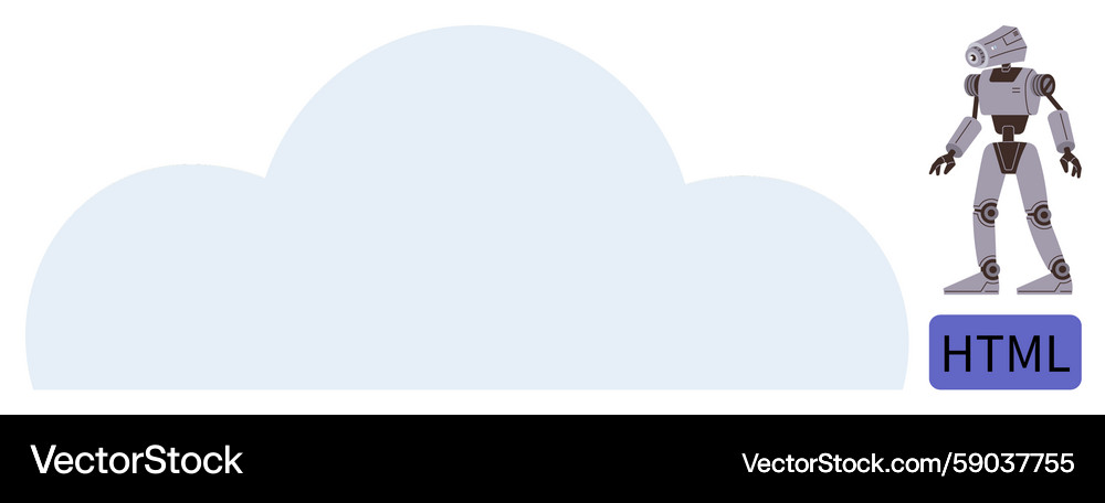 Robot with Cloud HTML Tag Vector Image