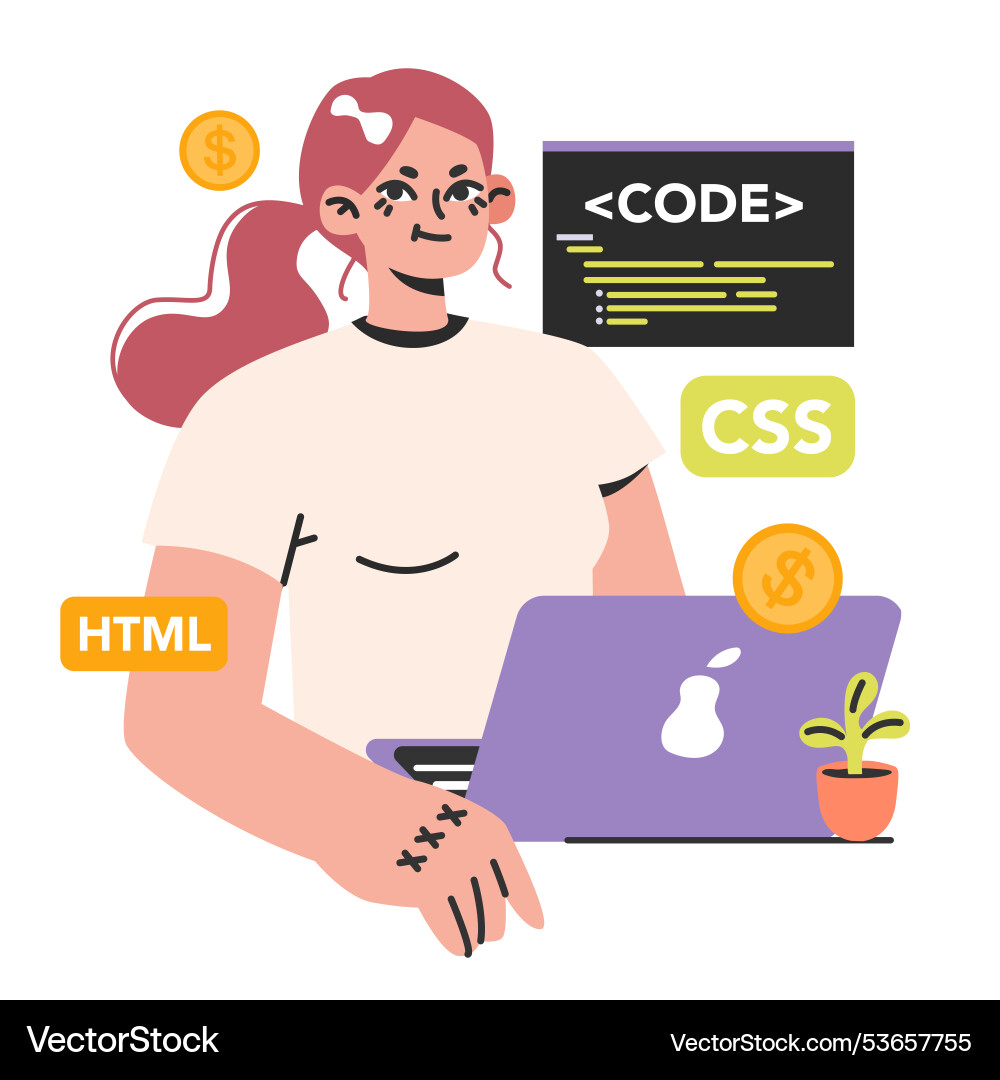 Software-Entwickler weibliche Programmierer Codierung Software-Entwickler weibliche Programmierer Codierung vektorbild