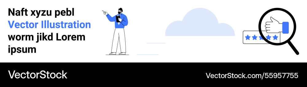 User analyzing customer feedback with a magnifying User analyzing customer feedback with a magnifying vector image