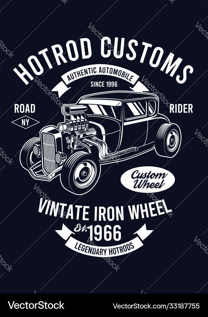 Vintage Hot Rod Art Print Vector Image