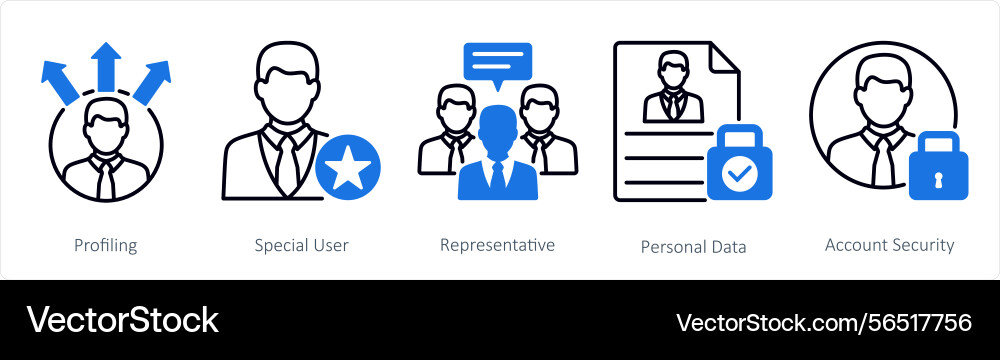 A set of 5 gdpr icons as profiling special user Vector Image