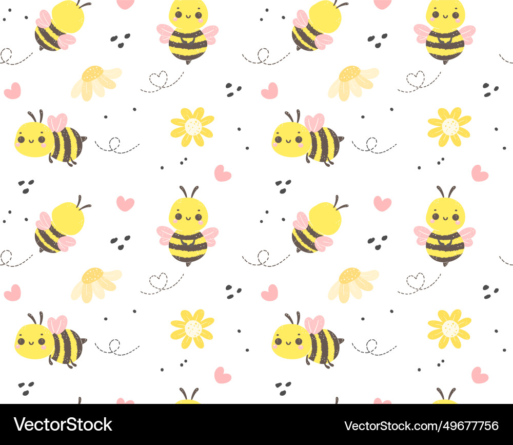 Cute Bee Pattern - Baby Shower Vector Image