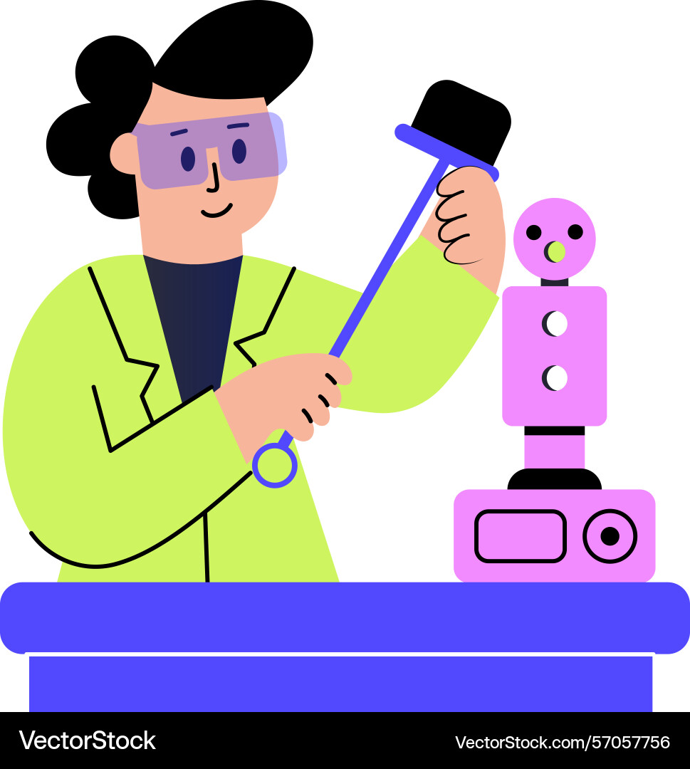 Flat style showing a character doing Vector Image