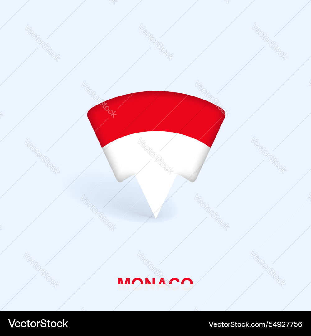 Monaco flag map pointer design with shadow Monaco flag map pointer design with shadow vector image