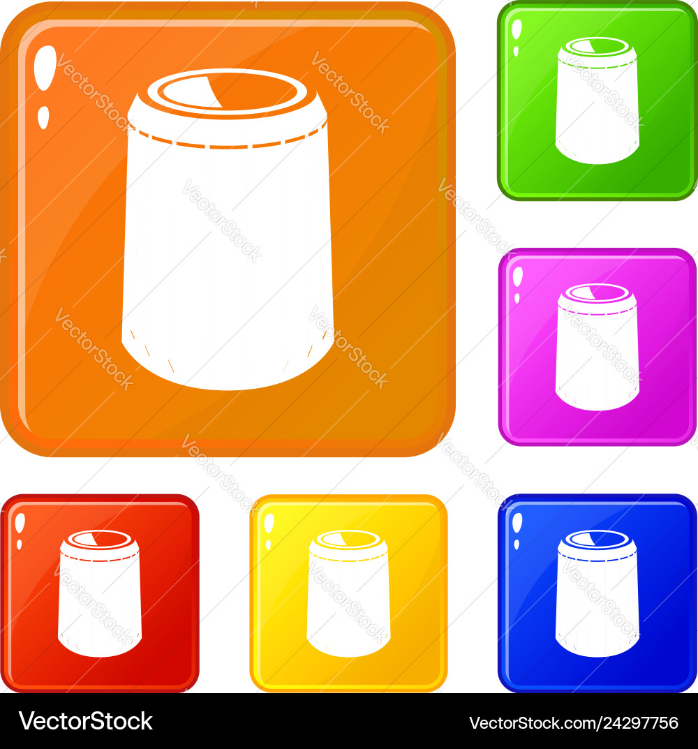 Opened bucket icons set color Opened bucket icons set color vector image