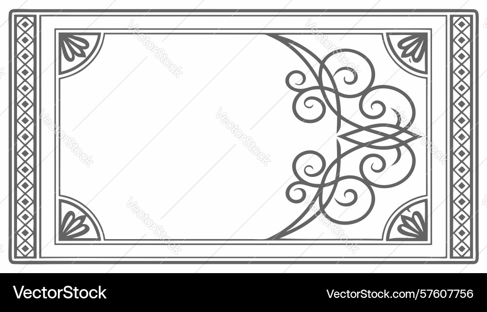 Ornate rectangular border with intricate swirls vector image