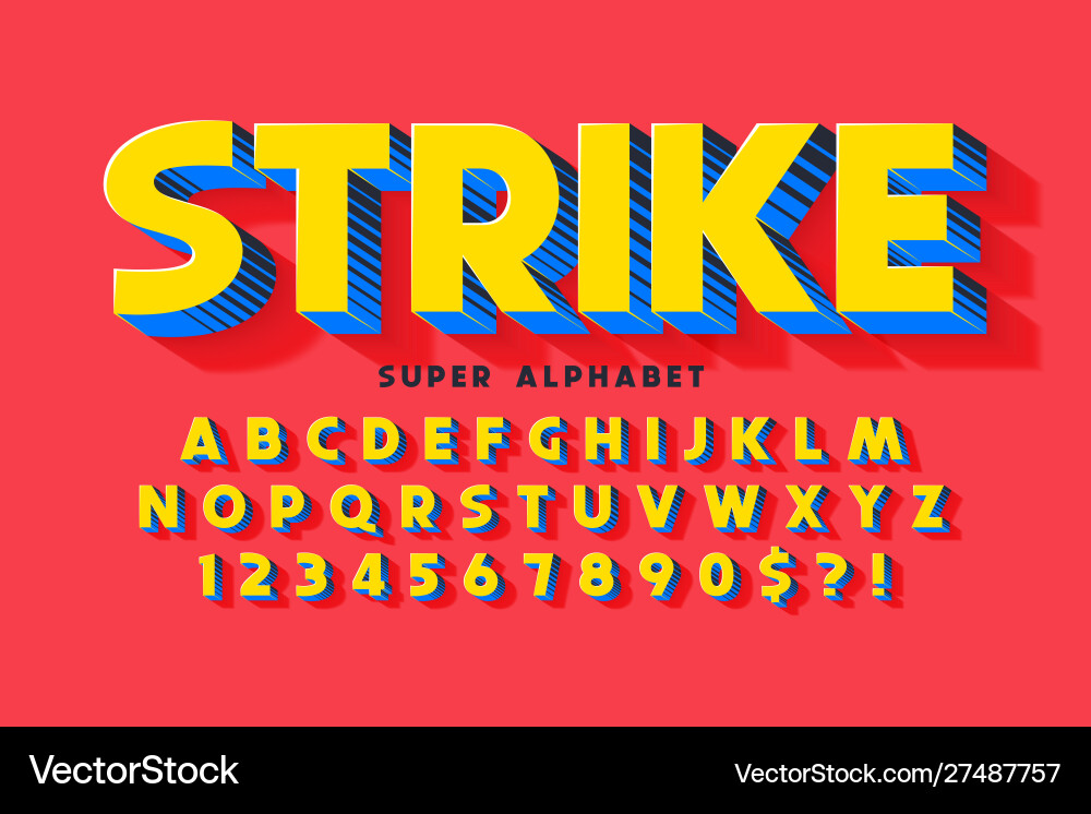 3D Comical Font - Colorful Alphabet vector image