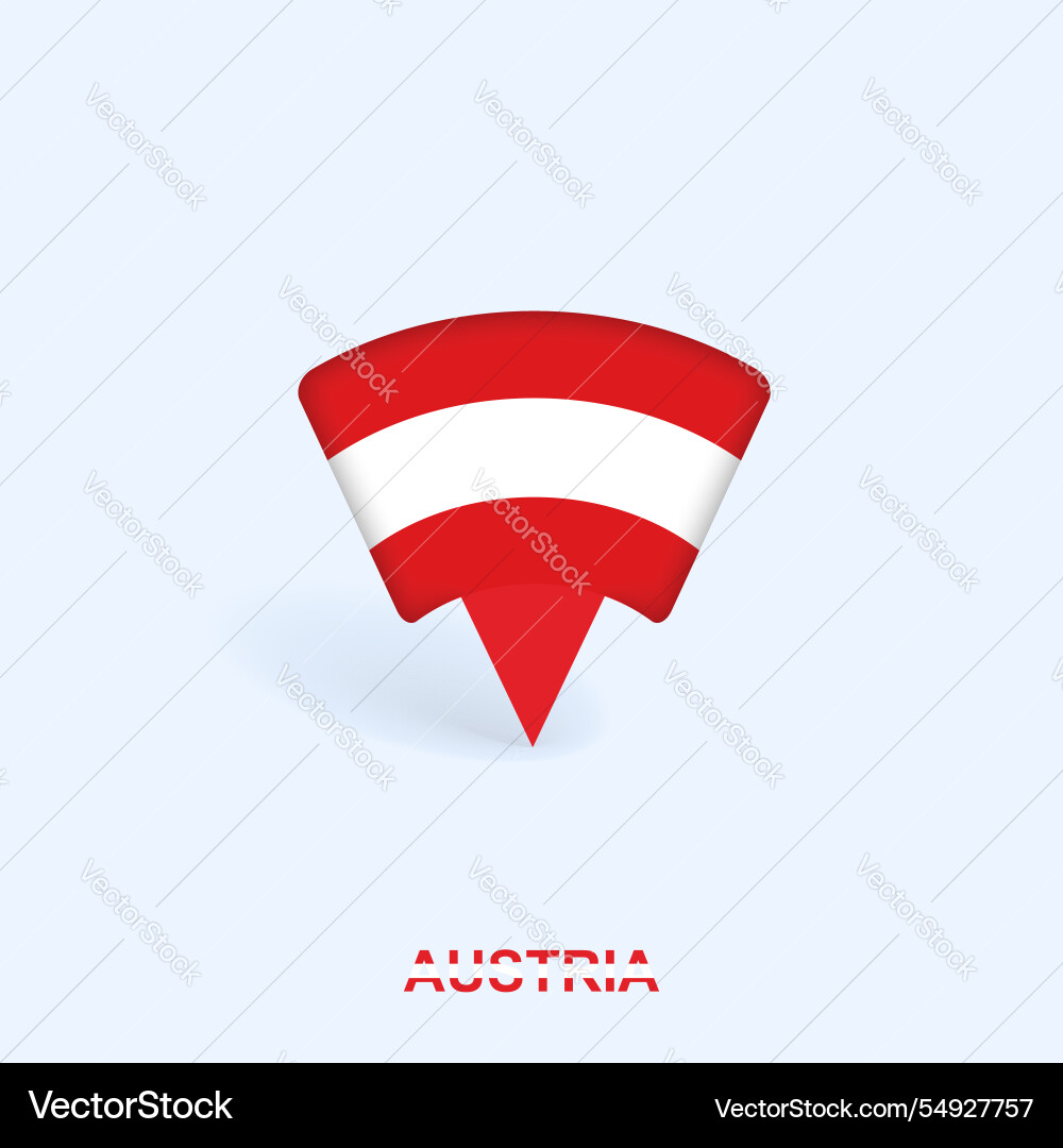 Austria flag map pointer design with shadow Austria flag map pointer design with shadow Vector Image