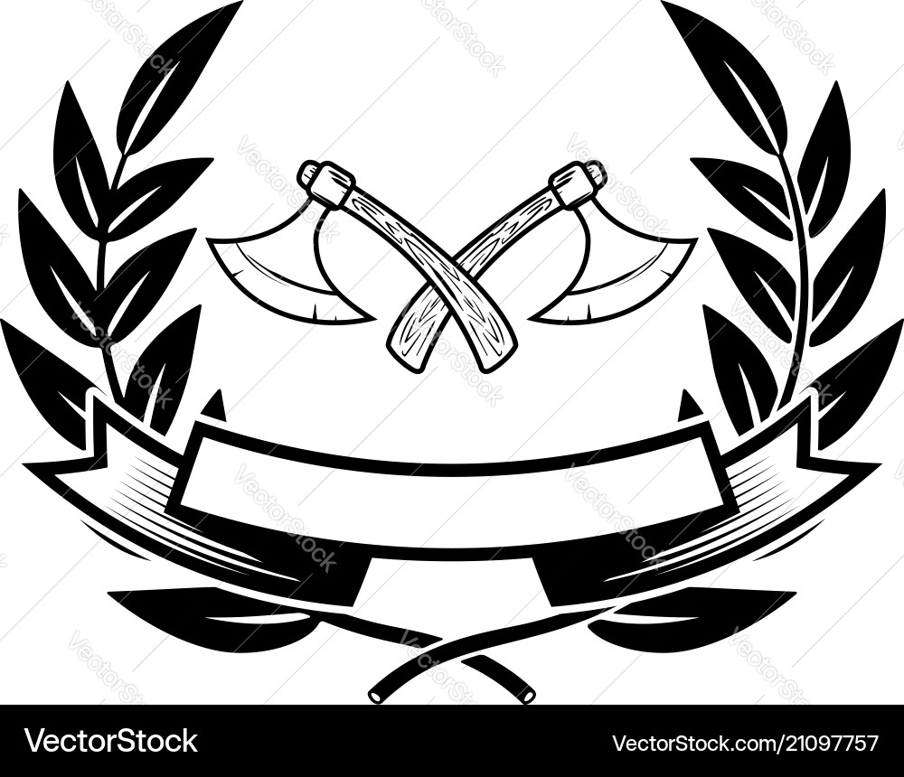 Emblem template with crossed axes design element Emblem template with crossed axes design element vector image