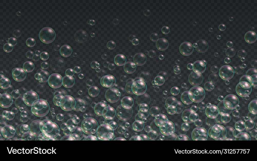 Flying soap bubbles background abstract shampoo Vector Image