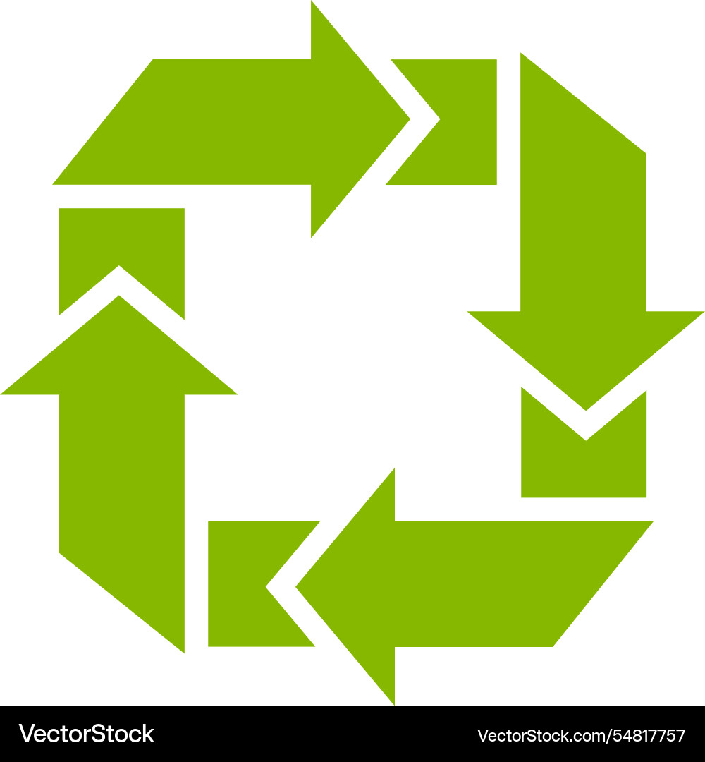 Interlocking green arrows create a visual Interlocking green arrows create a visual vector image