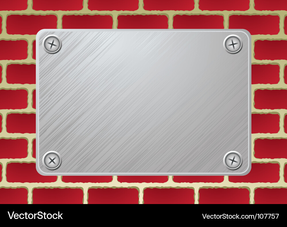 Metallplatte auf Brick Wall Vektorbild