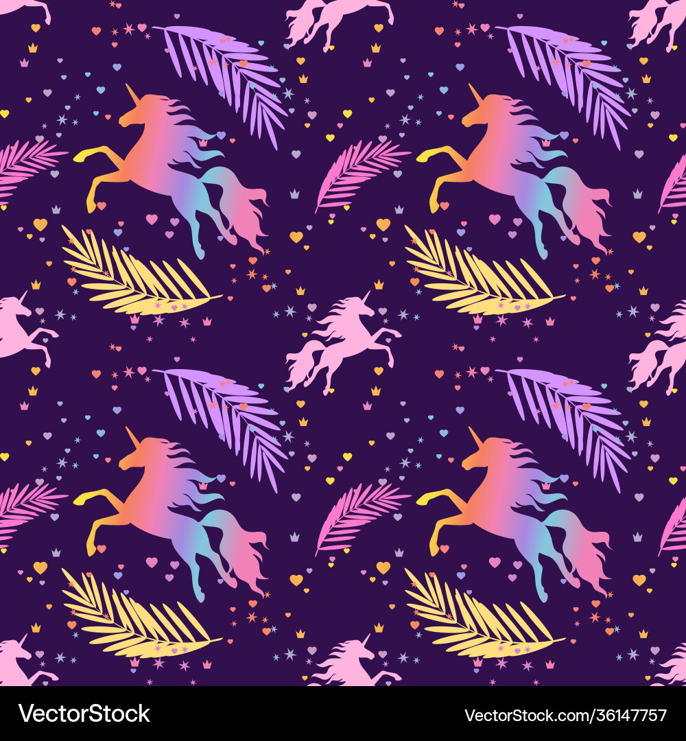 Rainbow Unicorn Seamless Pattern vector image