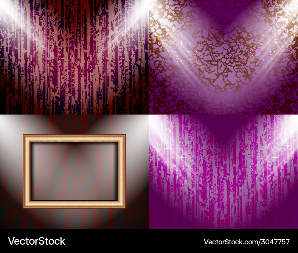 Set of background with frames and spotlights Vector Image