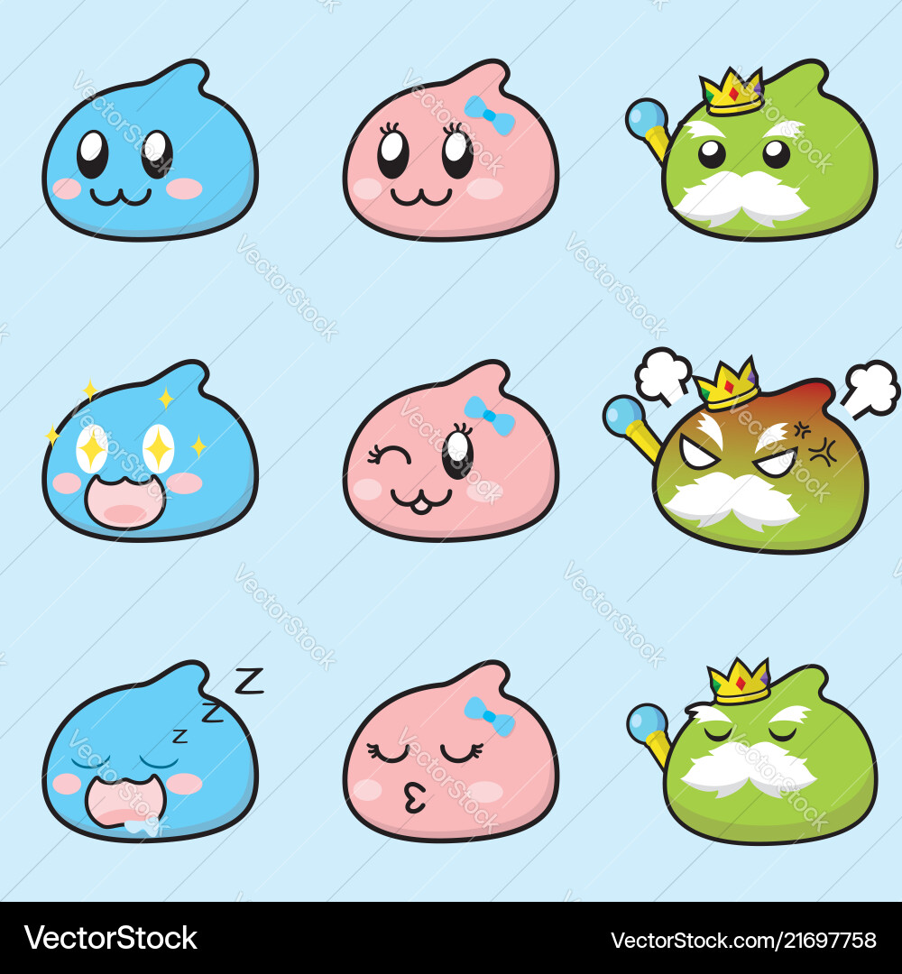 Cute Slime Character Set Vector Image