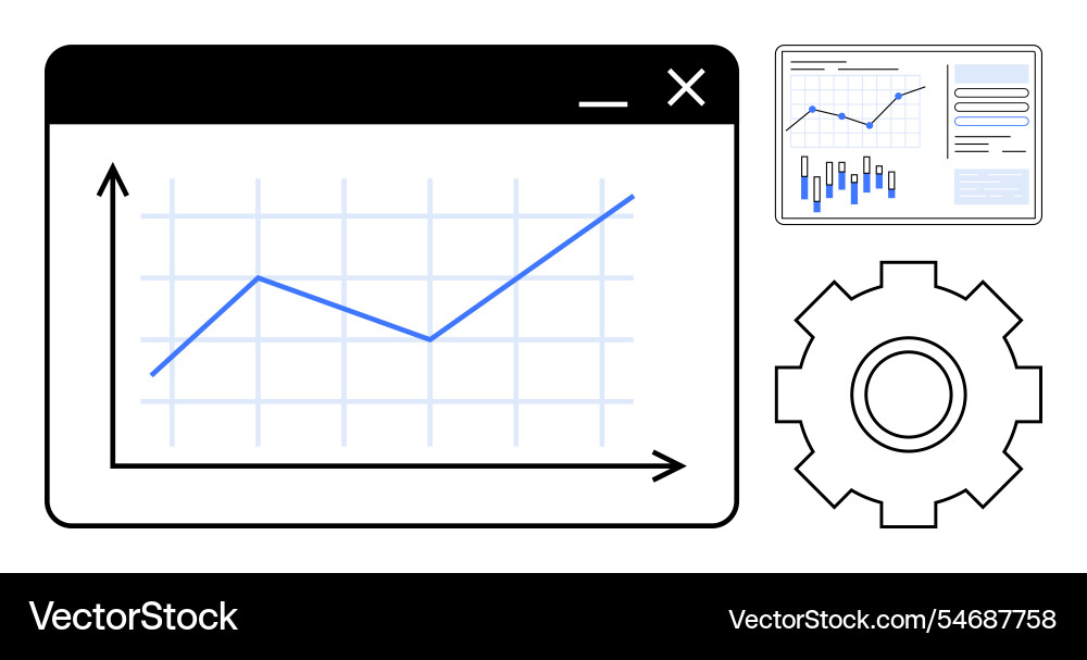 Digital analytics dashboard with line graph Digital analytics dashboard with line graph vector image