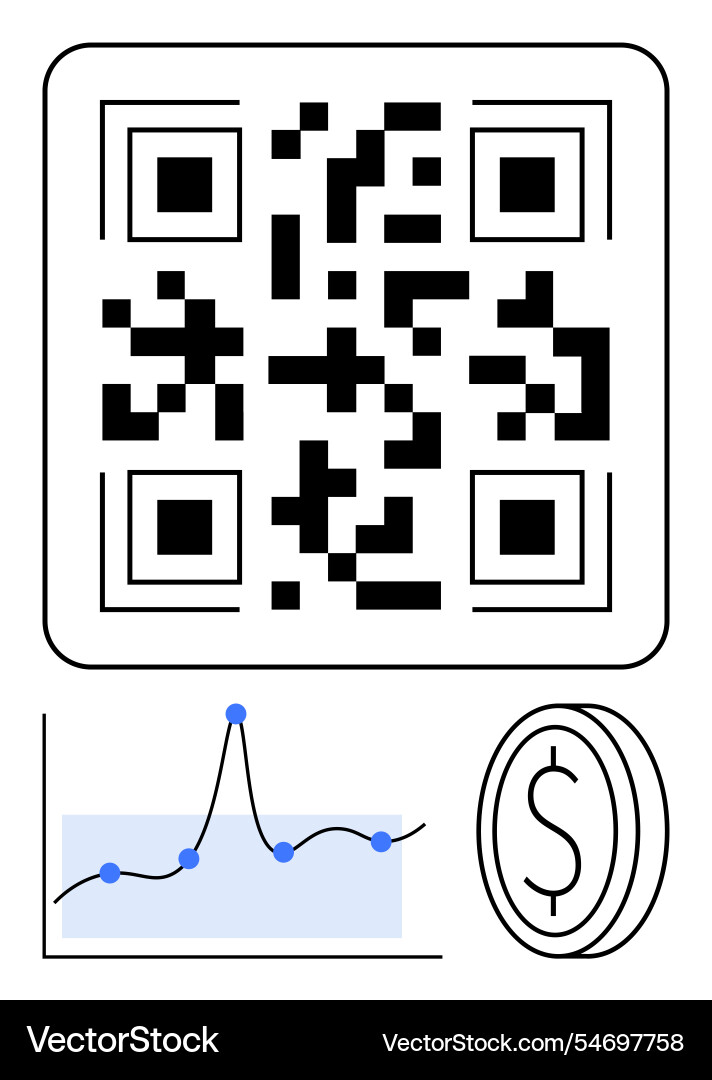 Digital integration qr code and financial growth Digital integration qr code and financial growth vector image