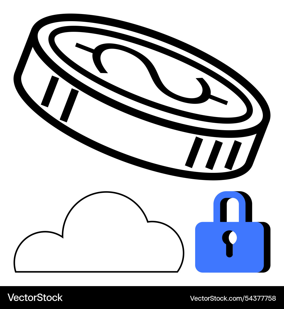 Digital security in cloud computing with money vector image
