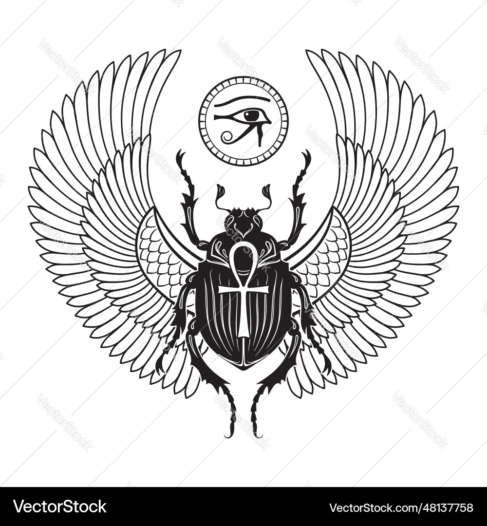 Heilige Schalab Käfer und Auge des alten Horus Heilige Schalab Käfer und Auge des alten Horus vektorbild
