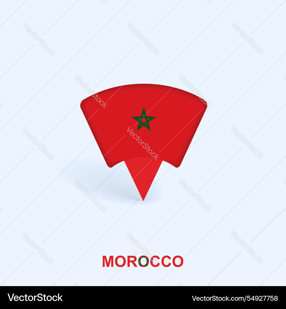 Morocco flag map pointer design with shadow vector image