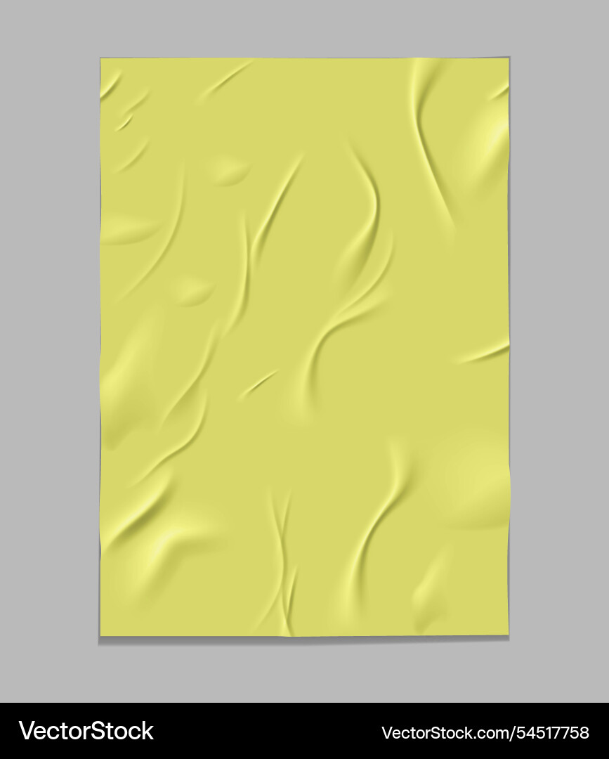 Paper wrinkled poster or flyer glued creased Paper wrinkled poster or flyer glued creased vector image