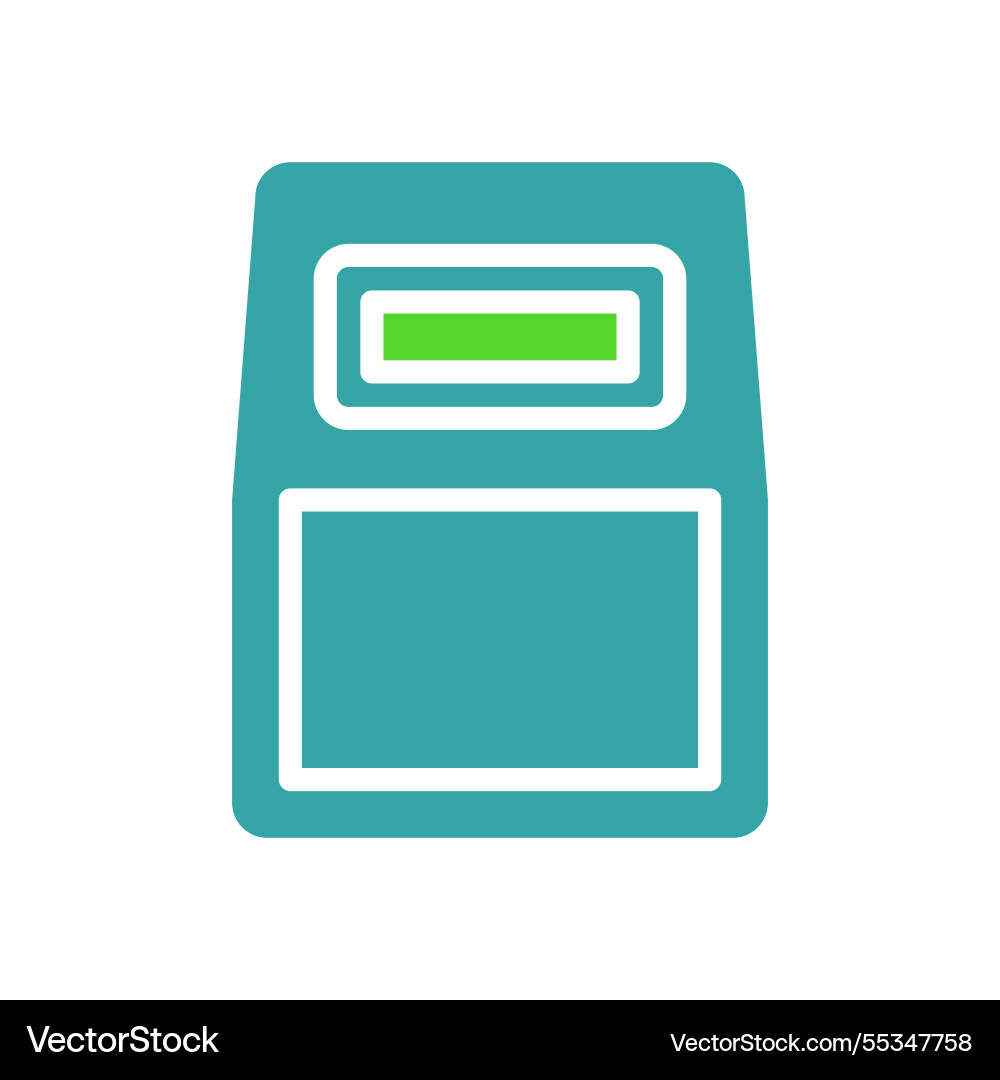 Turquoise atm icon with green display segment Turquoise atm icon with green display segment Vector Image