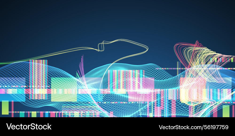 Abstrakte Daten Waveform Hintergrund mit dynamisch Vektorbild