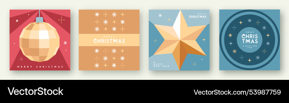 Set of merry christmas and happy new year cards Set of merry christmas and happy new year cards vector image