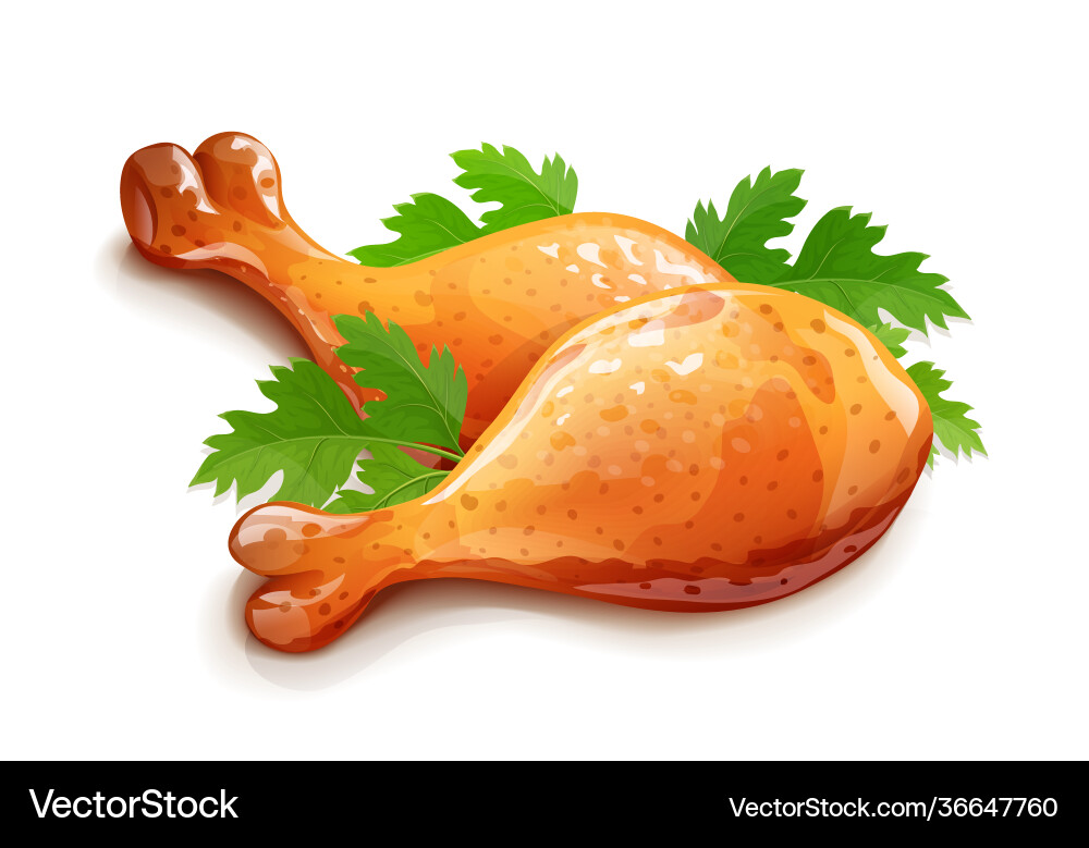 Chicken leg meat food eps10 Royalty Free Vector Image