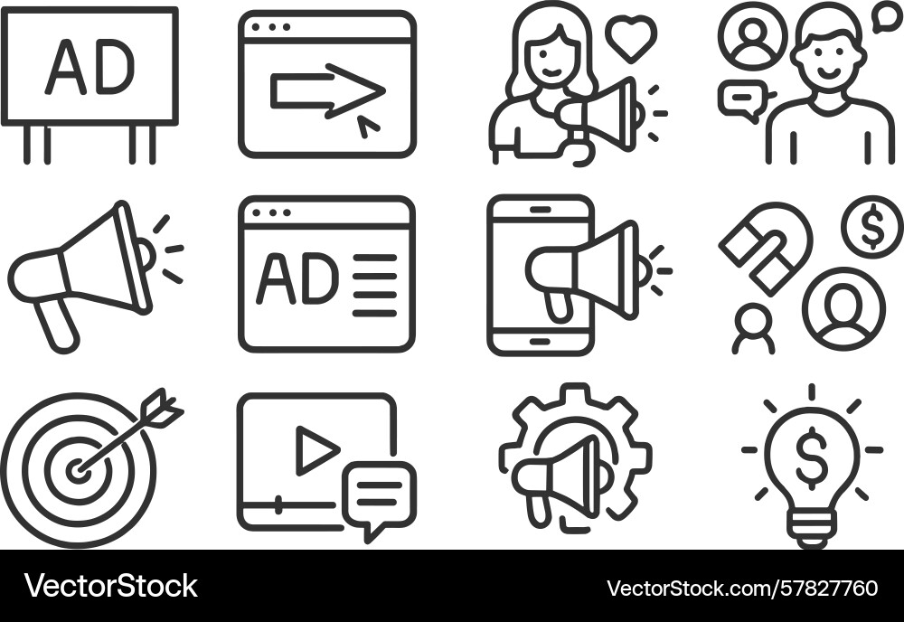 Collection of minimalist web icons representing Collection of minimalist web icons representing Vector Image