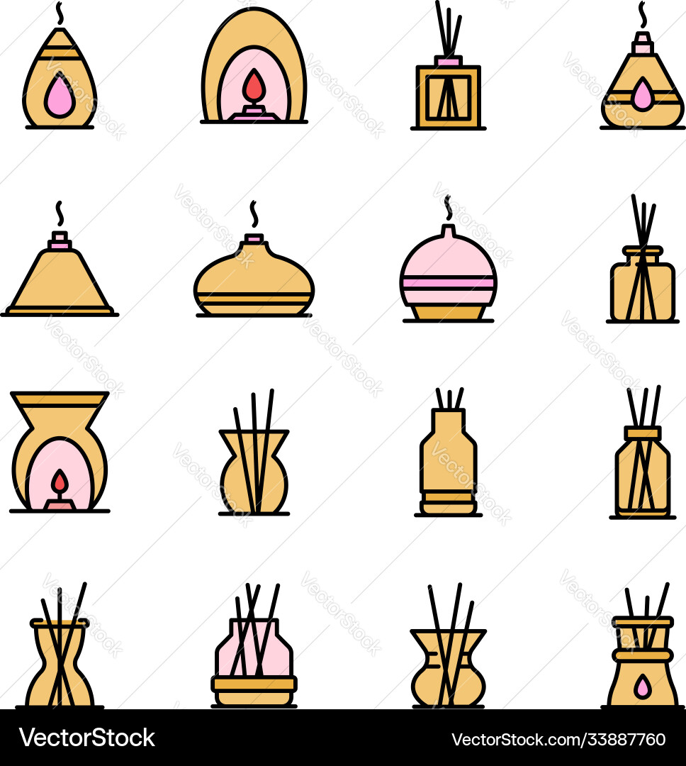 Diffuser icons set flat Diffuser icons set flat Vector Image