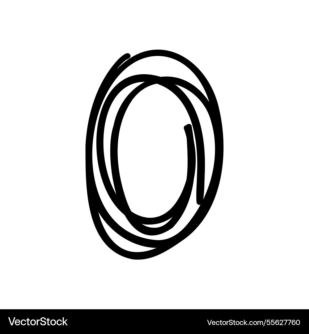 Handwritten digit number zero 0 font in hand Handwritten digit number zero 0 font in hand vector image
