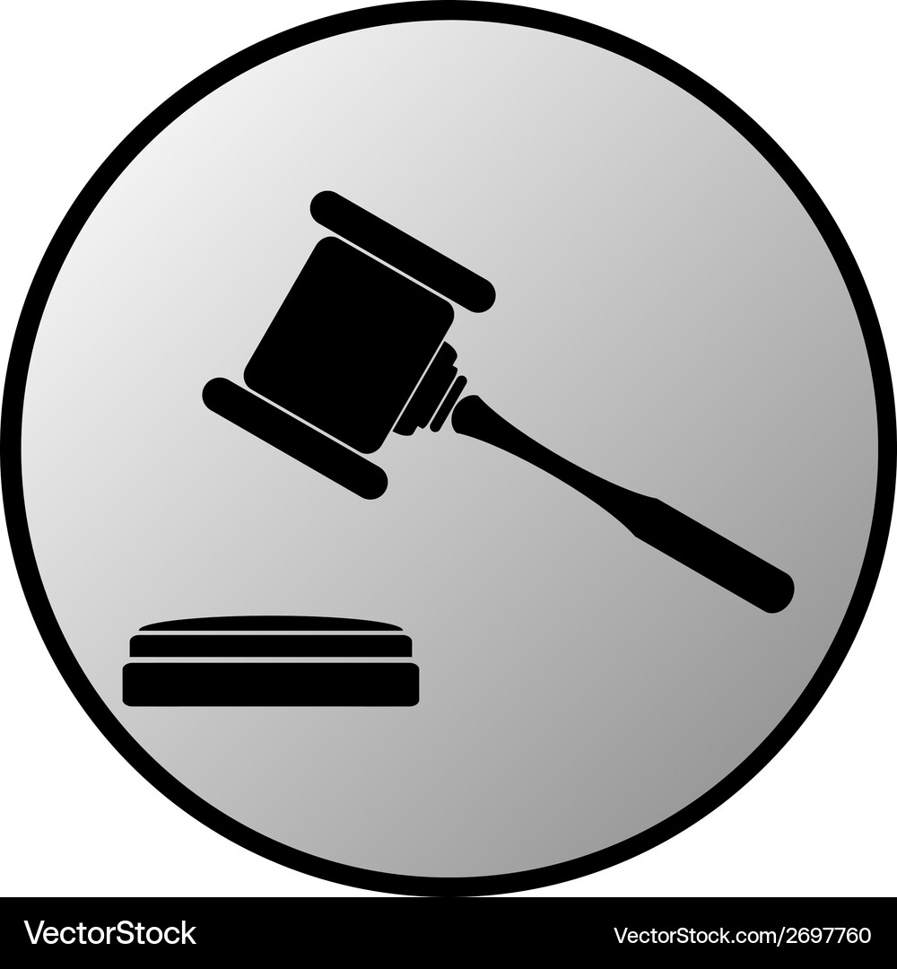 Judge gavel button Vector Image