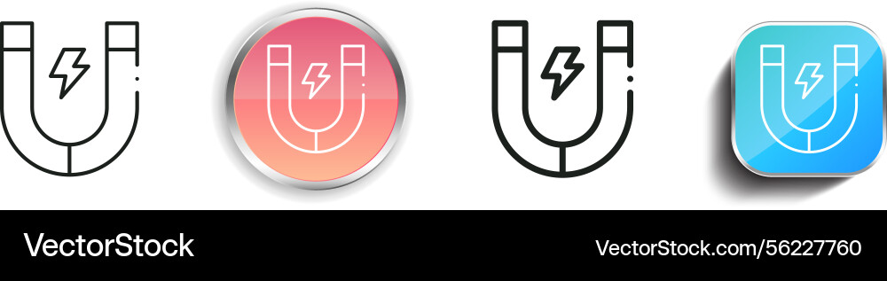 Magnet icon thin linear regular and button style vector image