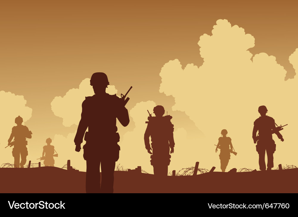 Soldiers on Patrol Vector Image