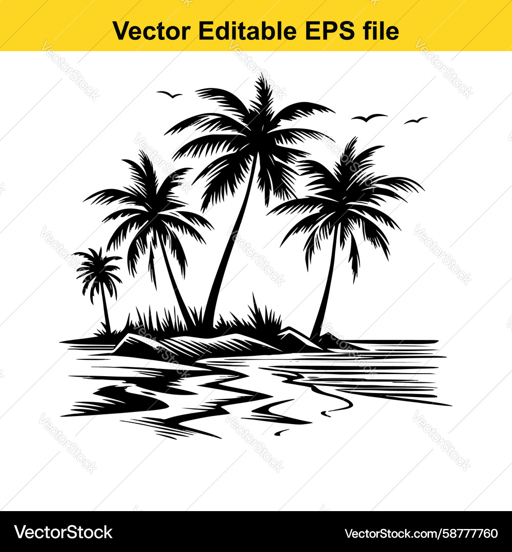 Tropical Beach Palm Trees – Royalty-Free Vector | VectorStock