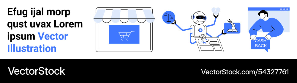 E-commerce automation teamwork of robot shopping Vector Image