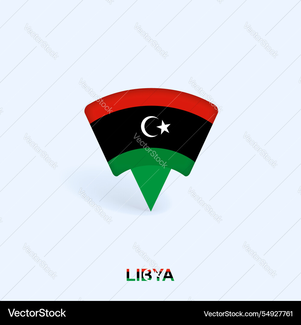 Libya flag map pointer design with shadow Libya flag map pointer design with shadow vector image