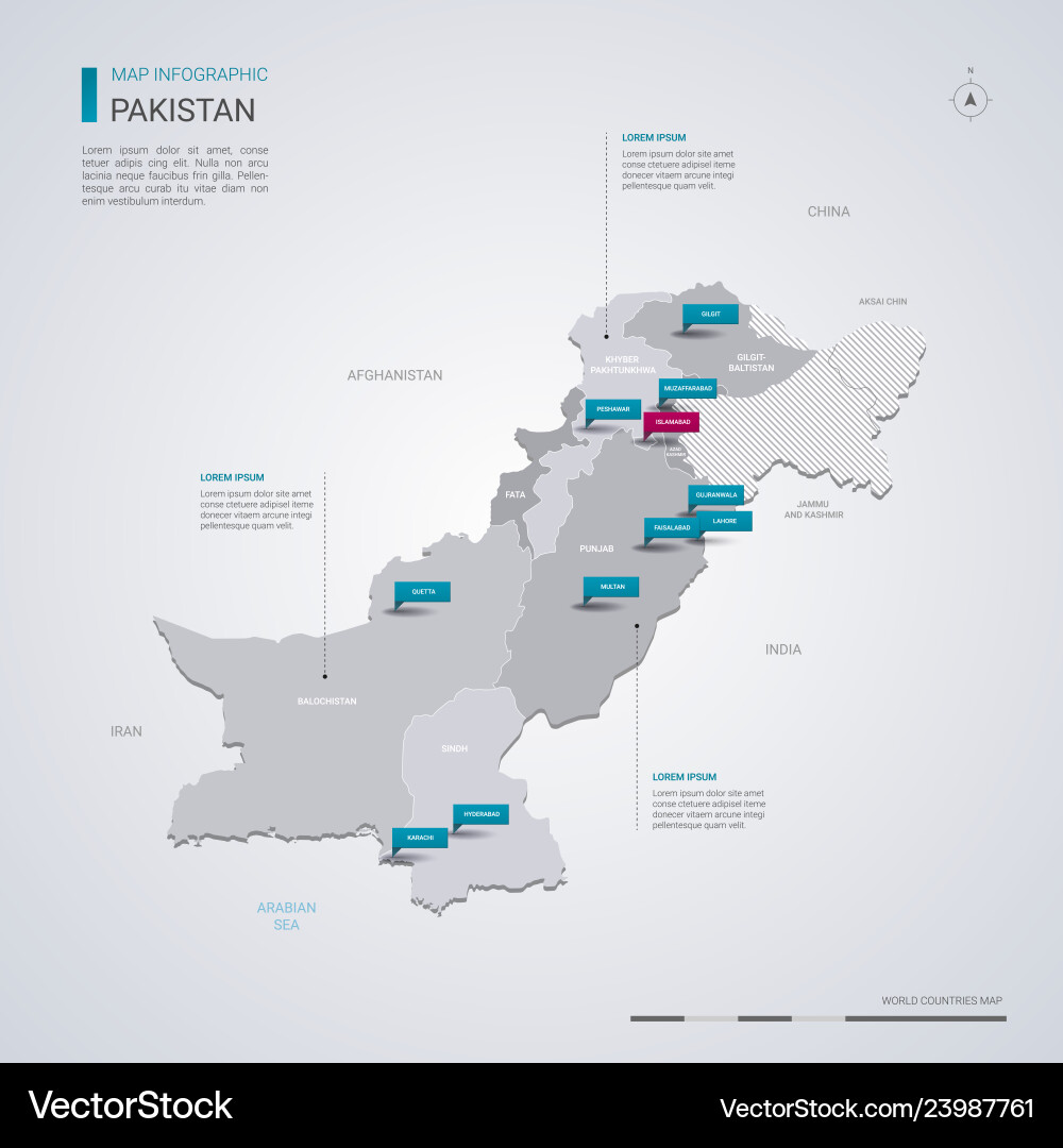 Pakistan Map with Infographic Elements vector image