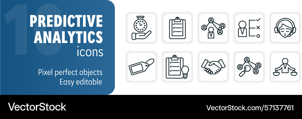 Predictive analytics icon set featuring customer Predictive analytics icon set featuring customer vector image